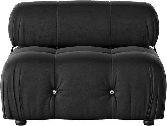 Modular Sectional Sofa, Velvet Couch, Middle seat, Black