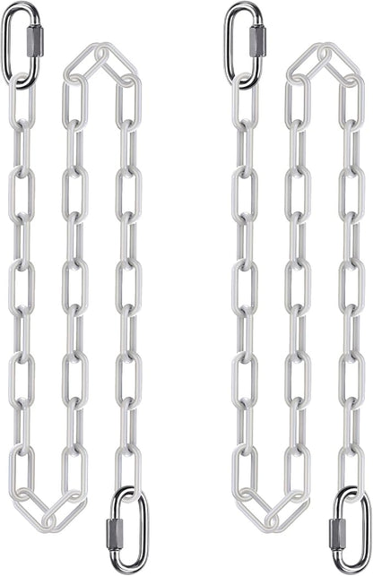 SELEWARE 2 Pack 80 Inch Hanging Swing Chain with 4 Carabiners, 1000LB Capacity Plastic Coated Hanging Chains, Hammock Hardware Kit for Swing, Hanging Chair, Punching Bags, Indoor Outdoor Gym (White)
