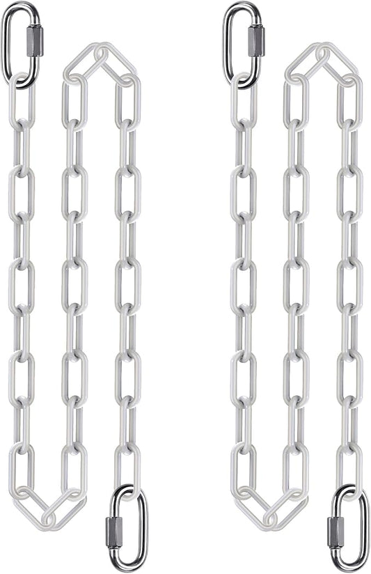 2Pcs 80" Swing Chain with Hooks Swing Set Chain 1000 LBs Capacity Coated Porch Swing Chains with Carabiners White Chains for Hanging Chair, Hammock Chairs, Swing Chairs, Heavy Bags