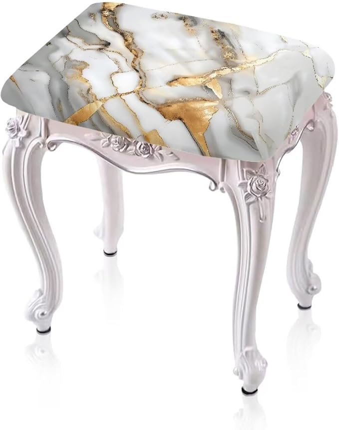 Marble Print Bar Stool Covers Rectangle Set of 2 Stretch Barstool Seat Covers Bar Stool Chair Covers Rectangle Removable Bar Stool Seat Covers Bench Covers Slipcover Vanity Chair Cover