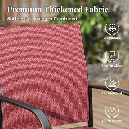 MIXPATIO 7pc Patio Dining Set, 60" Rectangle Metal Table, 6 Red Chairs