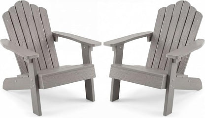 Giantex Kids Adirondack Chair, All-Weather HIPS Children's Outdoor Chair with Tilted High Backrest, Toddler Beach Chair for Garden Patio Backyard, Kids Lawn Chairs for Age 3-7 (2,Gray)