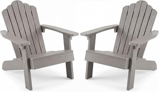 Giantex Kids Adirondack Chair, All-Weather HIPS Children's Outdoor Chair with Tilted High Backrest, Toddler Beach Chair for Garden Patio Backyard, Kids Lawn Chairs for Age 3-7 (2,Gray)