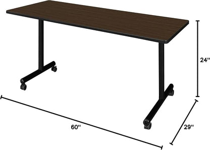 Regency Kobe 60 x 24 in. Mobile T-Base Training Seminar Table- Neo Walnut