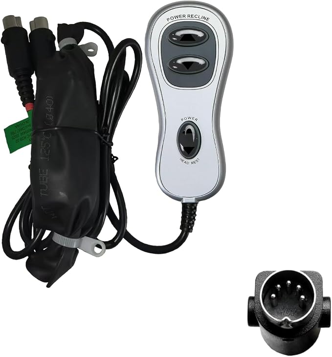 Recliner Remote Replacement Model HC R2B 02 | for Raffel Systems 4 Button 5 Pin Hand Control 2x 5 Pin Male Connectors(one Primary and one Secondary)