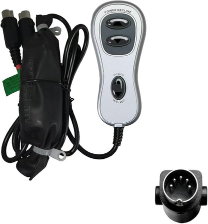 Recliner Remote Replacement Model HC R2B 02 | for Raffel Systems 4 Button 5 Pin Hand Control 2x 5 Pin Male Connectors(one Primary and one Secondary)