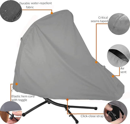 Patio Hanging Chaise Lounge Cover 73 Inch Waterproof 900D Heavy Duty Outdoor Swing Chair Cover for Hammock(Grey)
