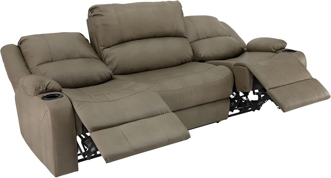 RecPro Charles 94" Powered Triple RV Wall Hugger Recliner | Drop Down Console | RV Furniture with Upgraded 2023 Fabric (Putty)
