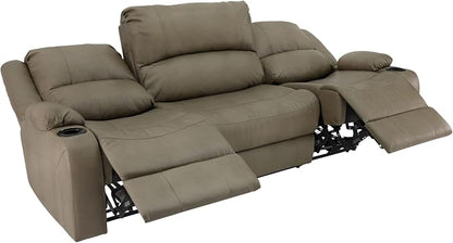 RecPro Charles 94" Powered Triple RV Wall Hugger Recliner | Drop Down Console | RV Furniture with Upgraded 2023 Fabric (Putty)