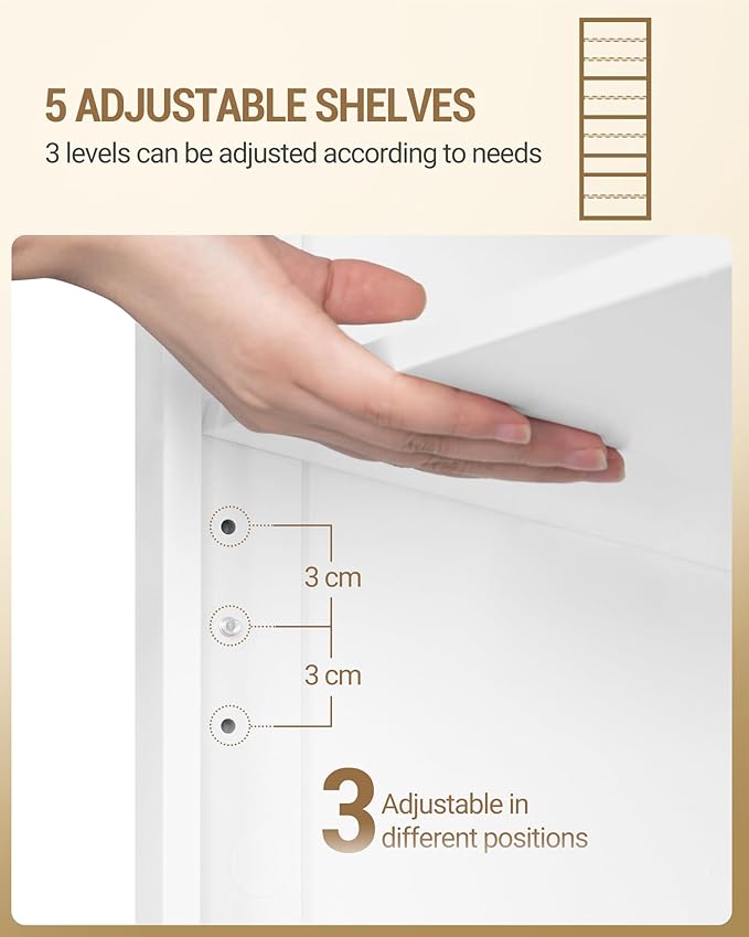 Hzuaneri Shoe Storage Cabinet, 10 Tiers Freestanding Shoe Cabinets, Wooden Shoes Rack with Cubby, 27-30 Pairs, Farmhouse Tall Shoes Cubby Organizer for Entryway, Living Room, White SR52603X