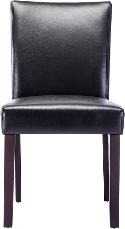 Watson & Whitely Modern Upholstered Dining Chairs, Faux Leather, Black | Solid Wood Legs, Padded Seat, Low Back, Armless Kitchen Chairs for Dining Room, Restaurant, Set of 2