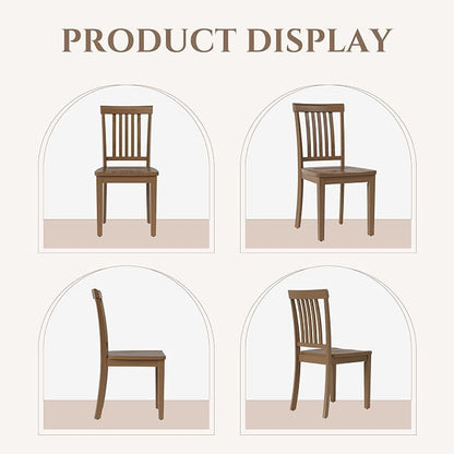 COLAMY Wooden Dining Chairs Set of 2, Farmhouse Dining Room Chairs, Windsor Spindle High Back Side Chairs, Armless Rubberwood Kitchen Table Chairs, Light Brown