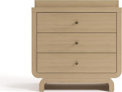 Storkcraft Santorini 3 Drawer Chest with Changing Topper (Driftwood) – GREENGUARD Gold Certified, Award-Winning Premium Wood Dresser for Baby & Kids Bedroom with Interlocking Drawer System