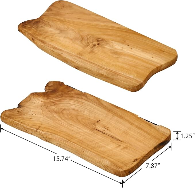 WELLAND 16" Live Edge Cedar Floating Shelves, Set of 2 | Each shelf measures approximately 15.75" W × 7.87" D × 1.25" H, ideal for displaying plants, book and decorative accents