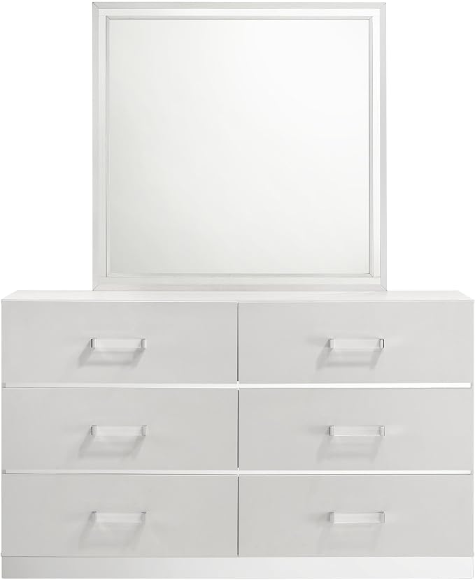 New Classic Furniture Europa 7-Piece Wood Queen Bedroom Set in White