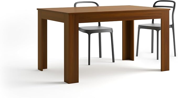 Mobili Fiver, Easy, Extendable Dining Table, 55.1(86.6) x35.4 in, Walnut, for 6-8 People, Expandable Dining Table for Kitchen, Italian Furniture
