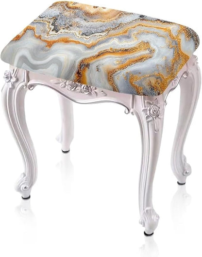 Marble Print Bar Stool Seat Covers Rectangle 2 Pack Stool Covers Rectangular Vanity Chair Cover Saddle Bar Stool Covers Barstool Covers Slipcovers with Nonslip Elastic Bottom