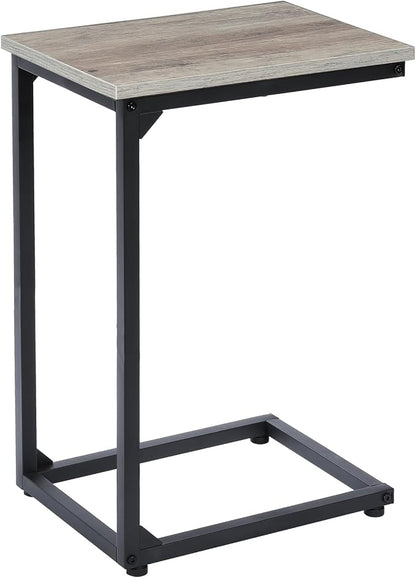 AMHANCIBLE C Shaped End Table, Slide Under Couch Table for Sofa, TV Tray Snack Table, Small Side Table for Small Space, Living Room, Grey HET02CGY-1