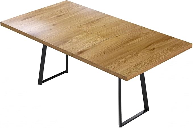 ZckyCine 47‑63 Inch Extendable Table with 15.35‑Inch Butterfly Leaf, Industrial Tabletop and U‑Shape Metal Legs for 4‑6 People
