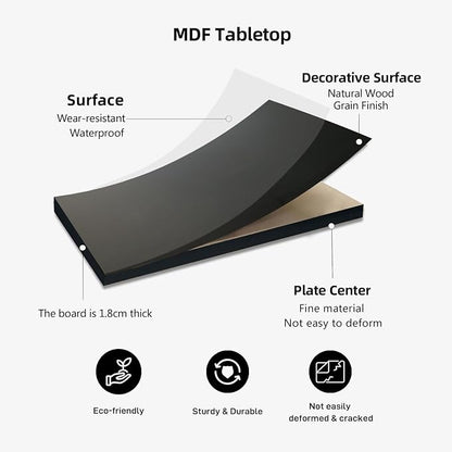QLLY One-Piece Wood Tabletop, Replacement Board Desktop, Universal Countertop for Table and Workstation (Black, 47.2x23.6 inch)