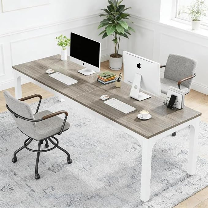Practical Computer Desk,Rectangle Conference Table,Executive Desk(Only Table) (Taupe + MDF+Iron)