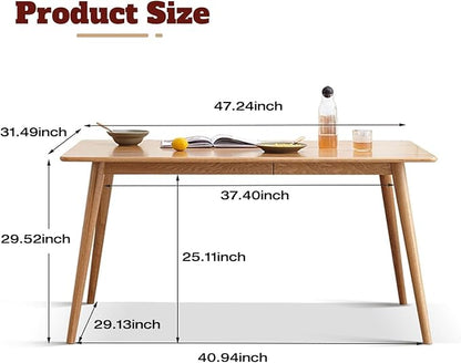 47’’-63’’ 100% Oak Extendable Dining Table and Chairs Set for 2, Solid Wood Folding Kitchen Table, Mid Century Modern Dinner Table for Kitchen, Apartment, Living Room (47''-63''+2 Chairs)
