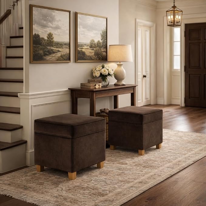 HomePop 18" Classic Square Storage Ottoman - Chocolate Brown Velvet