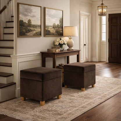 HomePop 18" Classic Square Storage Ottoman - Chocolate Brown Velvet
