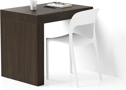 Mobili Fiver, Evolution Desk 35.4 x 23.6 in, Dark Walnut with One Leg, Made in Italy