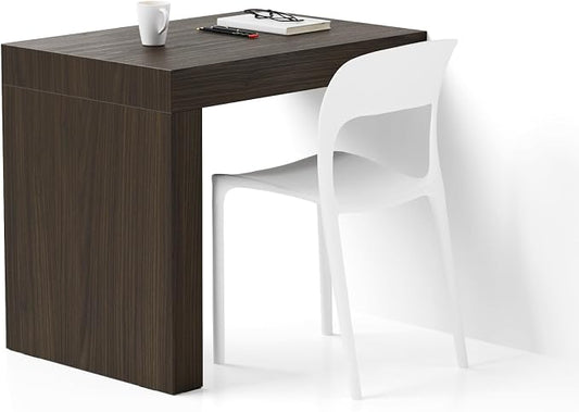 Mobili Fiver, Evolution Desk 35.4 x 23.6 in, Dark Walnut with One Leg, Made in Italy
