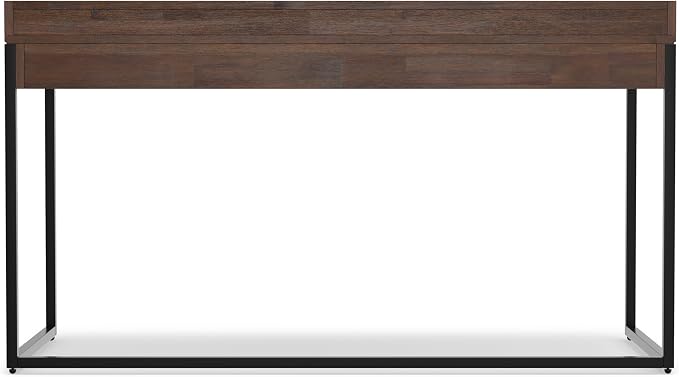 SIMPLIHOME Ralston Desk - 60 Inch Wide Solid Acacia Wood and Metal Writing Desk in Distressed Charcoal Brown, Modern Industrial Home Office Computer Table with 2 Drawers and Flip-Down Keyboard Tray