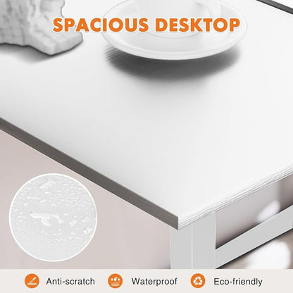 Sweetcrispy 32 Inch Small Computer Desk, Home Office Desk, Small Study Workstation for Bedroom, Study Table with X-Shaped, Modern Simple Gaming Table, White
