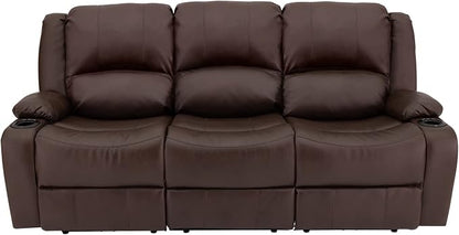 RecPro RV Recliner Charles 80" Powered Triple Wall Hugger | Drop Down Console | RV Furniture with Upgraded 2023 Fabric (Mahogany)