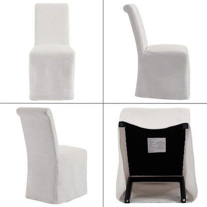 chairus Slipcovered Parsons Dining Chairs Set of 6, Upholstered Dining Room Chairs with Washable Linen Cover & High Back, Modern Farmhouse Wooden Side Kitchen Chairs, Cream White