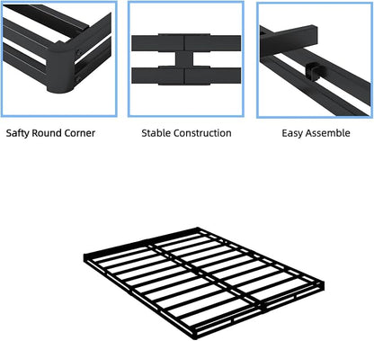 NHODIR Box Spring King, 3 Inch Low Profile Metal Bed Base | Sturdy Metal Frame With Washable Fabric Cover. Noise-Free Support.Easy Assembly. Durable Heavy-Duty Construction