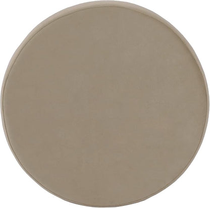HomePop Home Decor | Upholstered Round Storage Ottoman | Ottoman with Storage for Living Room & Bedroom, Fawn Gray Velvet, Large