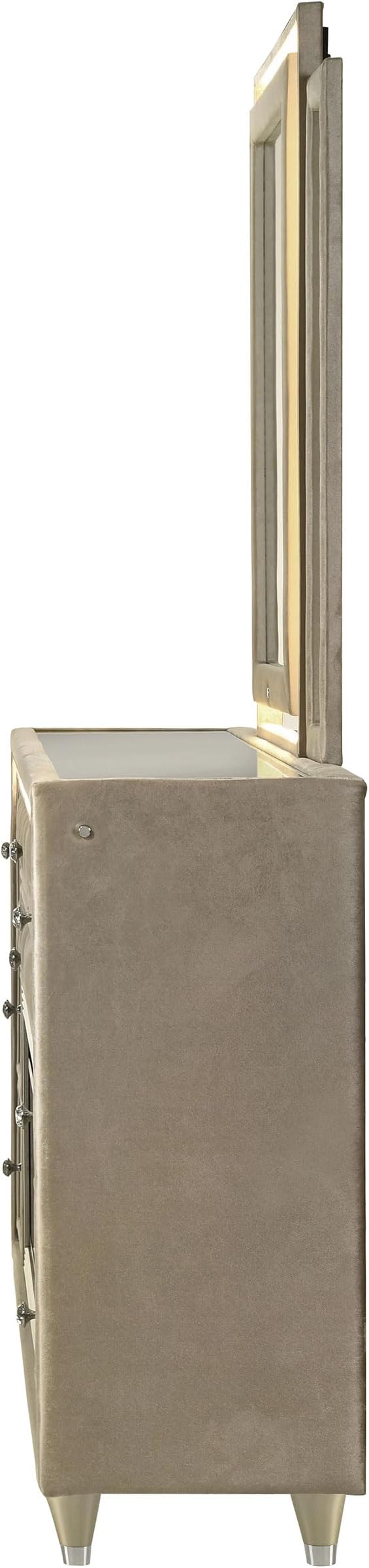 Coaster Home Furnishings - Lorient - Wood - 8-Drawer Dresser with Mirror, Flame Box, LED Lighting, Tri-Panel Mirror and Traditional Style - Bedroom - Ivory and Camel - 222663FBM