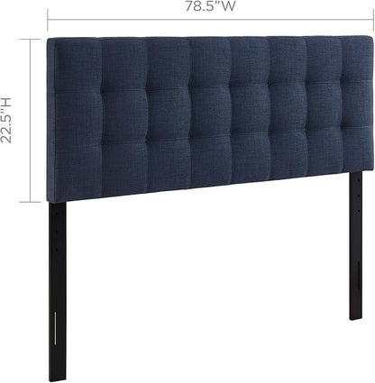 Modway Lily Tufted Linen Fabric Upholstered King Headboard in Navy