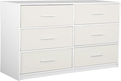 Modern 6-Drawer Dresser with Spacious Storage, Sturdy Wood Frame, Large Capacity Fabric Drawers, Dressers for Bedroom, Home Organization Storage for Living Room or Hallway, White | 6-drawer dresser, fabric storage drawers, sturdy wood frame, bedroom or...