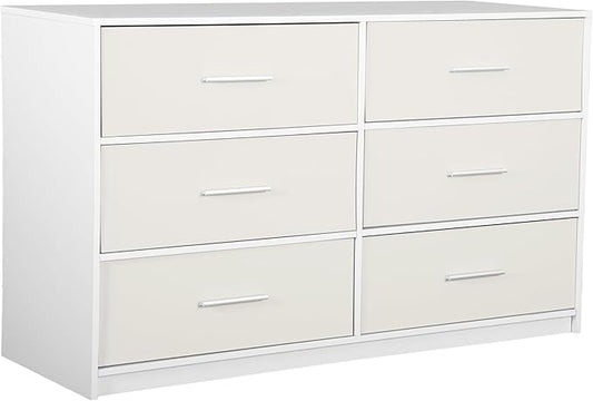 Modern 6-Drawer Dresser with Spacious Storage, Sturdy Wood Frame, Large Capacity Fabric Drawers, Dressers for Bedroom, Home Organization Storage for Living Room or Hallway, White | 6-drawer dresser, fabric storage drawers, sturdy wood frame, bedroom or...