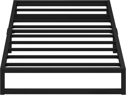 EMODA 7 Inch Twin Bed Frames No Box Spring Needed, Heavy Duty Metal Twin Platform Bed Frame, Noise Free, Easy Assembly, Black