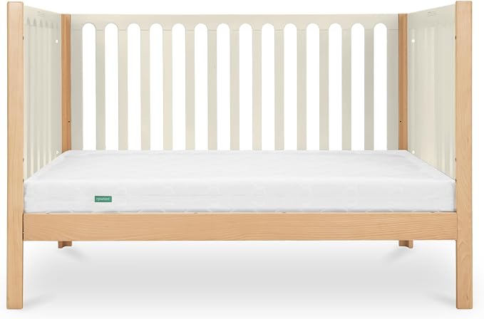 Newton Baby Galileo Standard Crib, Solid Beech Wood in Natural/Dove 2-Tone Color, 3-in-1 Convertible Crib with Toddler Bed Conversion Kit, Ultra-Safe Non-Toxic Finish