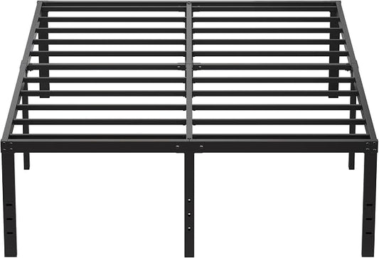 EMODA 20 Inch Tall Full Size Bed Frame with Large Storage Space, Easy Assembly Heavy Duty Metal Platform No Box Spring Needed, Noise Free, Black