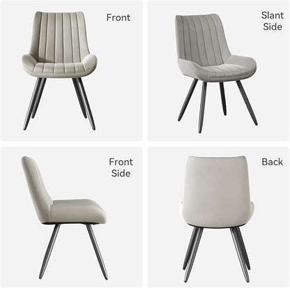Mid Century Modern Dining Chairs Set of 4, Soft Cushion Upholstered Fabric, Light Grey