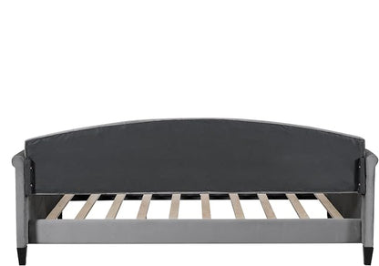 Ball & Cast Full Size Daybed, Velvet Upholstered Day Bed Frame with Button Tufted Backrest,Modern Sofa Bed for Living Room, Bedroom,Guest Room,No Box Spring Needed,Gray