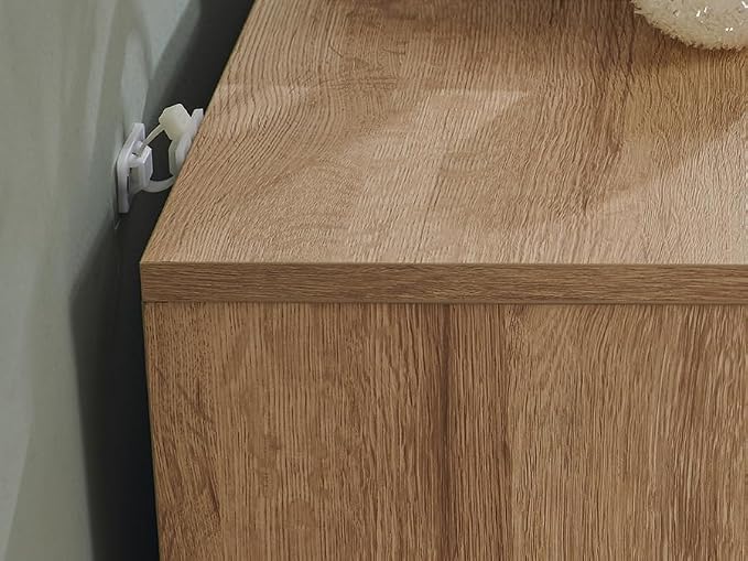 JXQTLINGMU 6 Drawer Dresser for Bedroom, 52" Wide Modern Wood Dressers with Push-to-Open Drawers for Closet Storage, Chest of Drawers TV Stand for Living Room & Hallway, Curved Profile, Natural Oak