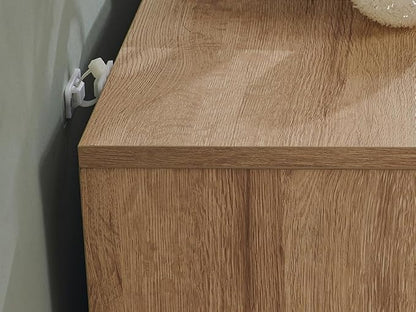 JXQTLINGMU 6 Drawer Dresser for Bedroom, 52" Wide Modern Wood Dressers with Push-to-Open Drawers for Closet Storage, Chest of Drawers TV Stand for Living Room & Hallway, Curved Profile, Natural Oak