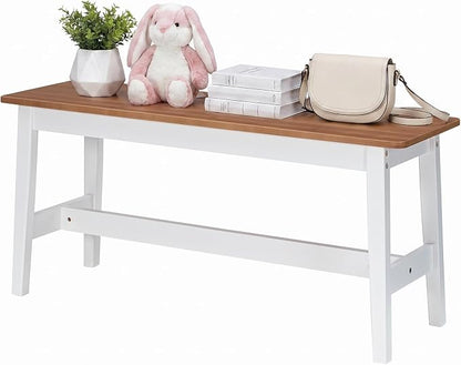 HOOBRO 39.3'' Bamboo Dining Bench, Farmhouse Kitchen Table Bench, Kitchen & Living Room Furniture, Easy to Assemble, Sturdy and Stable, Walnut and White WH03CD01G2
