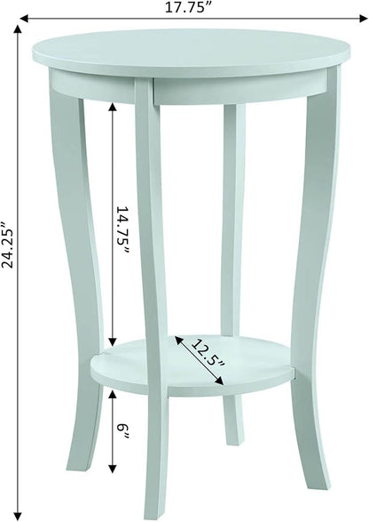 Convenience Concepts American Heritage Round End Table with Shelf, Sea Foam