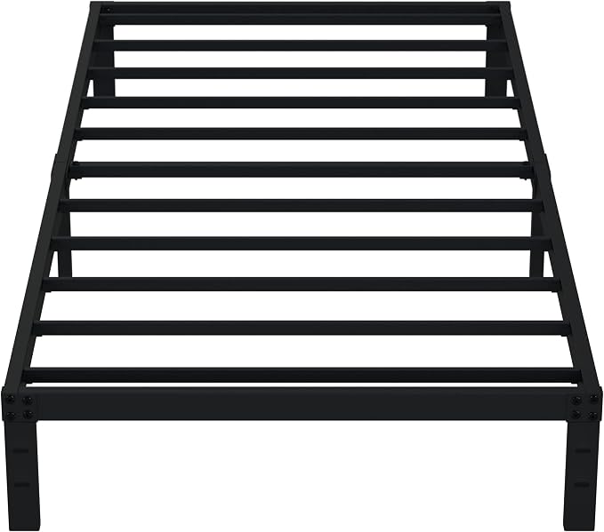 EMODA 10 Inch Twin Bed Frames No Box Spring Needed, Heavy Duty Metal Twin Platform Bed Frame, Noise Free, Easy Assembly, Black